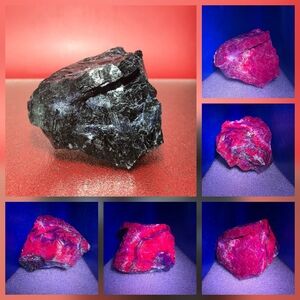 1+LB Amazing Uv Natural Pakistan Black Rose Fluorite Raw Specimen Reiki Healing